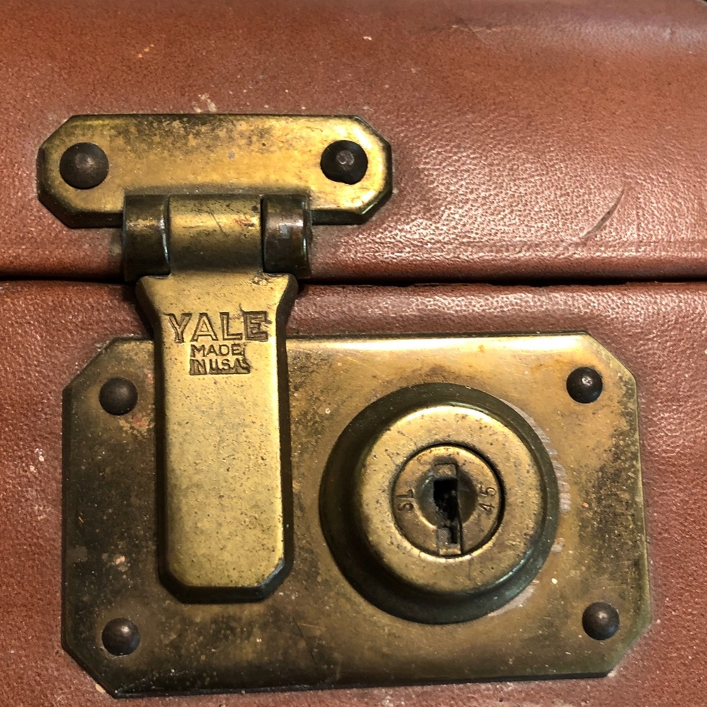 Vintage Hard Shell Leather Suitcase (#2) - Picture 8 of 12